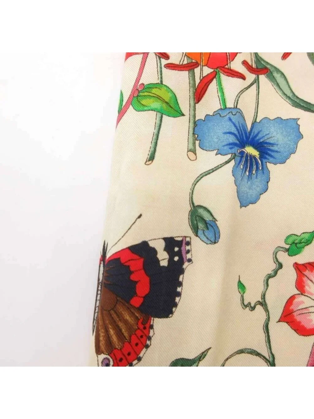 Gucci Scarf Botanical Pattern Silk Yellow
